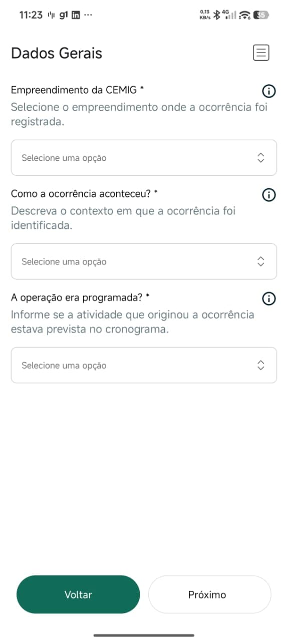 Formulário de registro no app ROA Digital